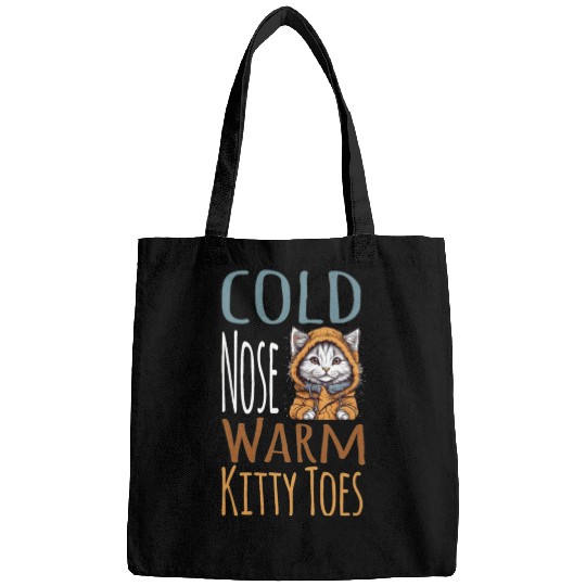 Cold Nose Warm Kitty Toes White Cat Winter Outfit Bags