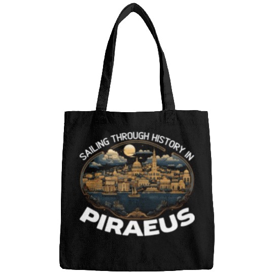 Piraeus Greece Travel Vacation Europe Greek Flag Bags