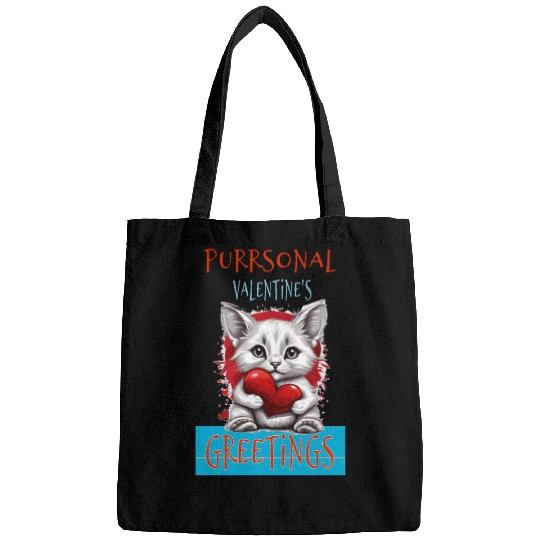 Purrsonal Valentine's Greetings Cute White Cat Bags