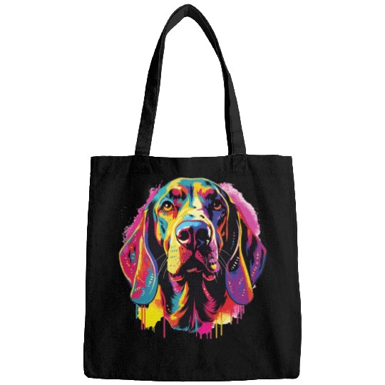 Watercolor Colorful American English Coonhound Bags