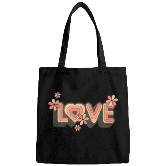 1960s Retro Hippie Floral Love Design Bags
