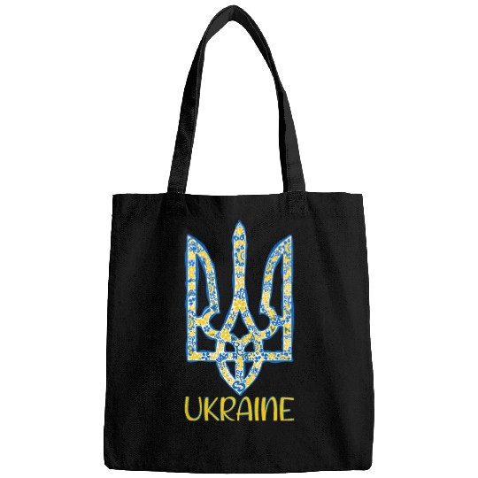 Ukraine trident in Ukrainian flag colors Bags