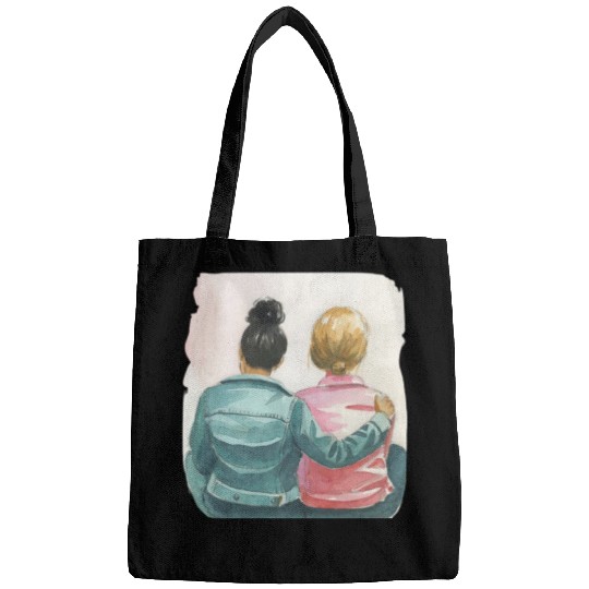 Watercolor Lesbian Couple Bags