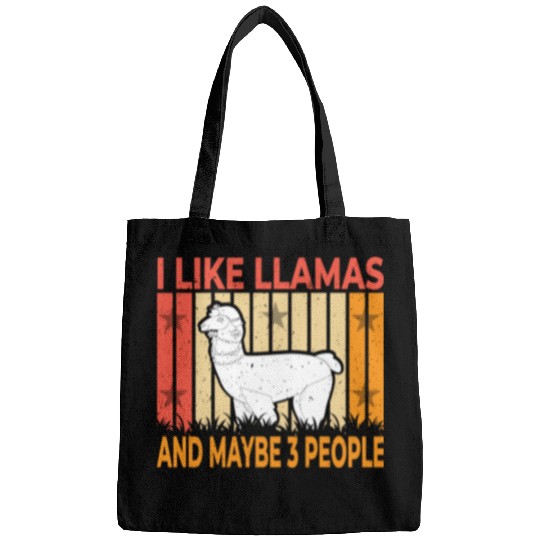Vintage Llama I Like Llamas And Maybe 3 People T-S Bags