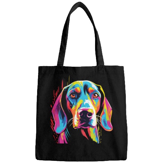 Watercolor Colorful Treeing Walker Coonhound Bags