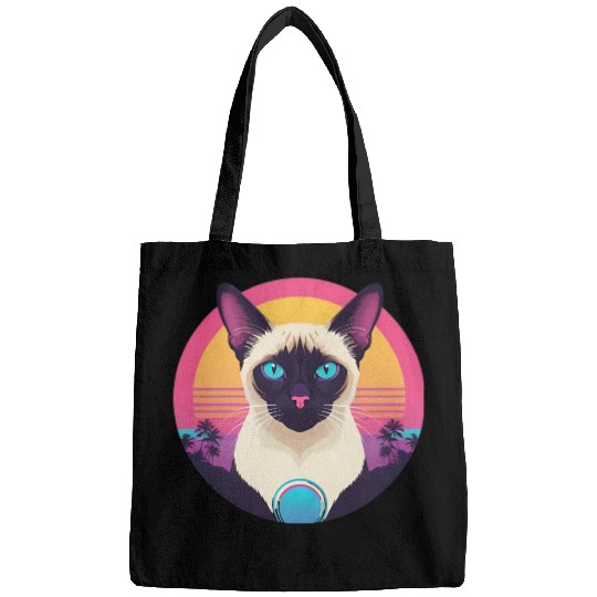 Synthwave Siamese Cat Bags