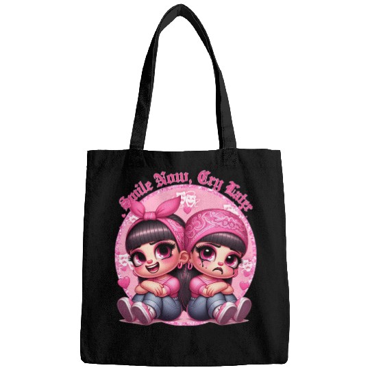 Smile Now Cry Later Drama girls Chicano Art Bags