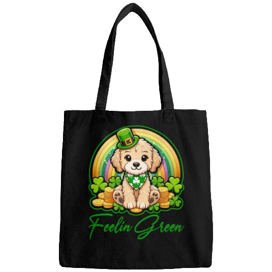 Feelin Green Puppy Rainbow Funny St Patrick's Day Bags