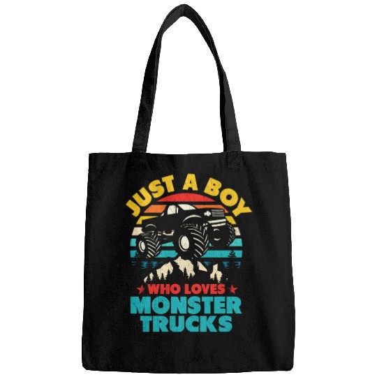 Just A Boy Who Loves Monster Trucks Toddler Kids Bags