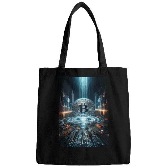 Cyber Bitcoin Vortex - Futuristic Design Bags