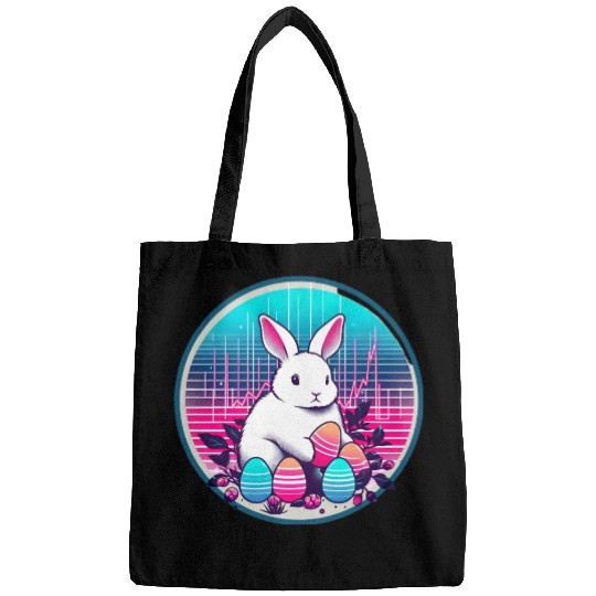 White Easter Bunny with Eggs Bags