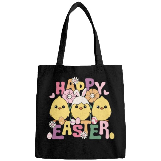 Happy Easter Easter eggs chicks Spring flowers Bags