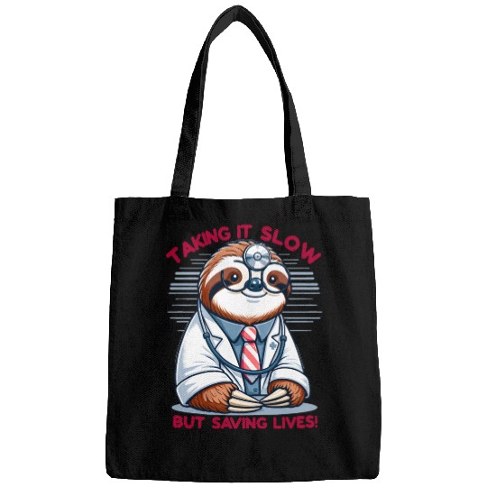 Sloth as a Doctor with Medical Humor Bags