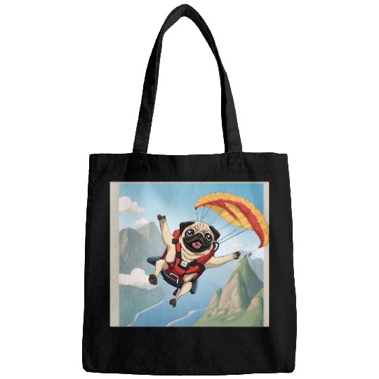 A pug skydiving Bags