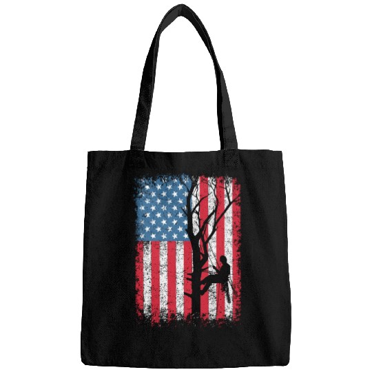 American Flag Arborist Gift For Men Cool Tree Love Bags