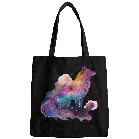 Wolf Print, Cosmic Wolves, Animal Print, Cosmos Bags