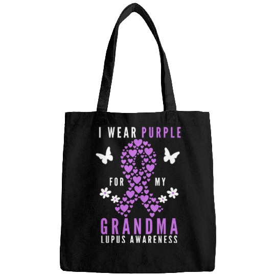 I wear purple for my grandma lupus awareness Bags
