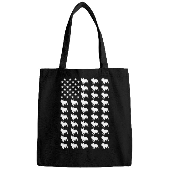 US Flag Silhouette French Bulldog 4th Of July Bags