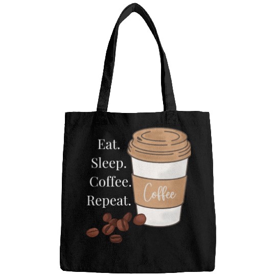 eat sleep coffee repeat Bags