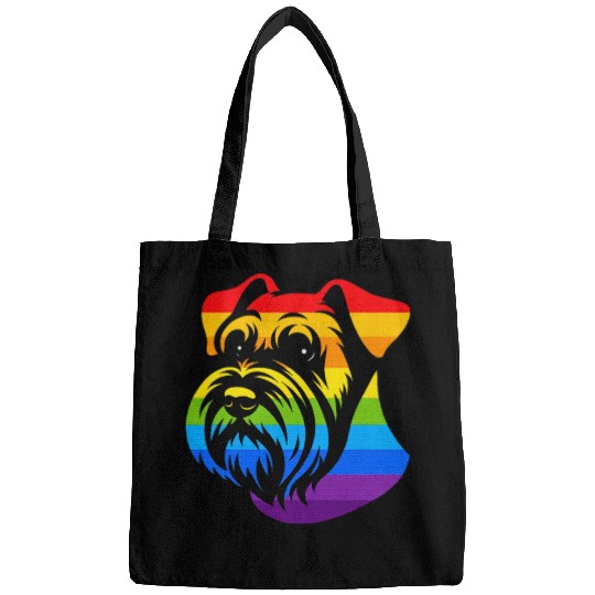 Miniature Schnauzer Rainbow LGBT Gay Pride Lesbian Bags