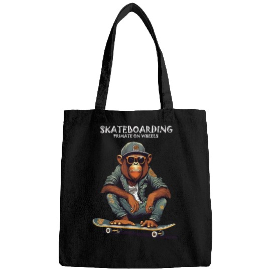 Skateboarding Primate on Wheels Bags
