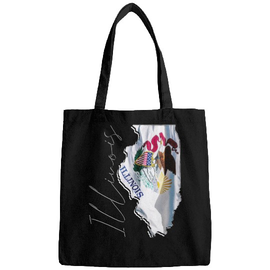 Illinois State Flag in Illinois State Map IL Bags