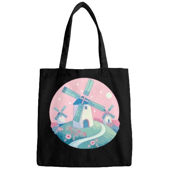 Whimsical Windmills: Pastel Countryside Bags
