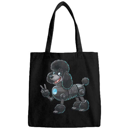 Cyborg Poodle Robot Peace Sign Bags