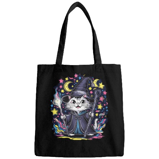 Charming Wizard Cat Casting Magic Bags