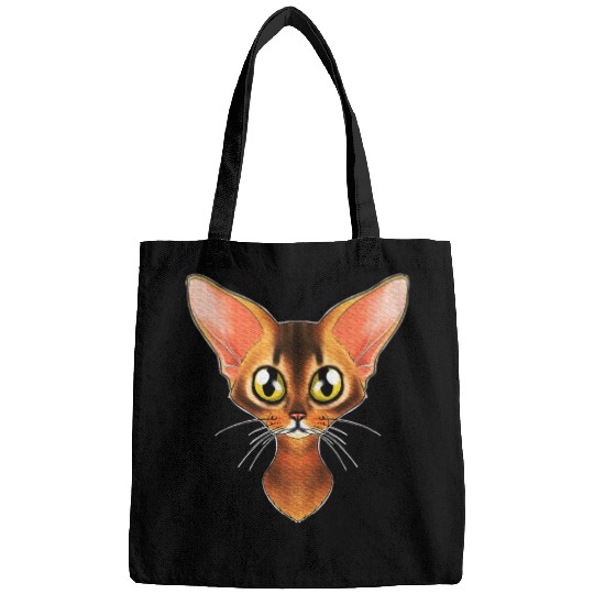 Cat Lover I Cat Face I Abyssinian Cat Bags