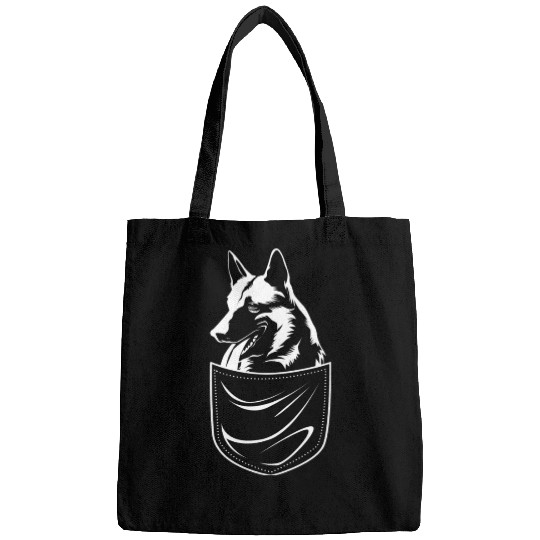 Cute Dog In Pocket Belgian Malinois Bags