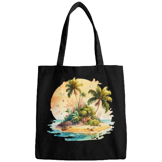 Tropical Watercolor Paradise, Summer Clipart Bags