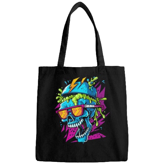 80's skull, retro vibes Bags