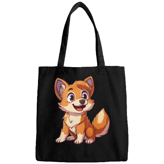 Adorable Smiling Fox Cub Enthusiast Bags