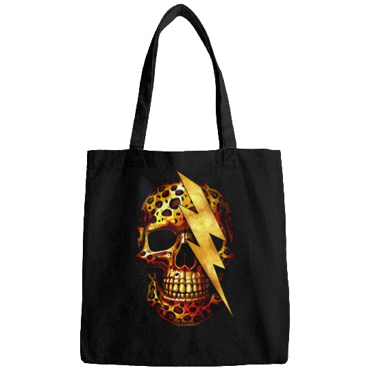 Skull with Leopard Print & Gold Spark Bags