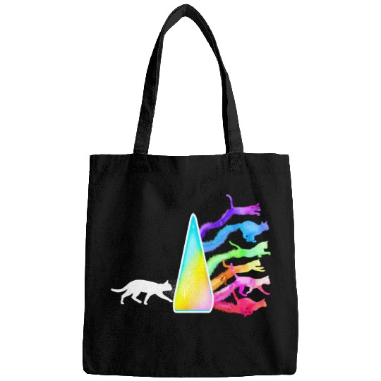 Funny Science Nerd, Geek Cat Physics Rainbow Bags