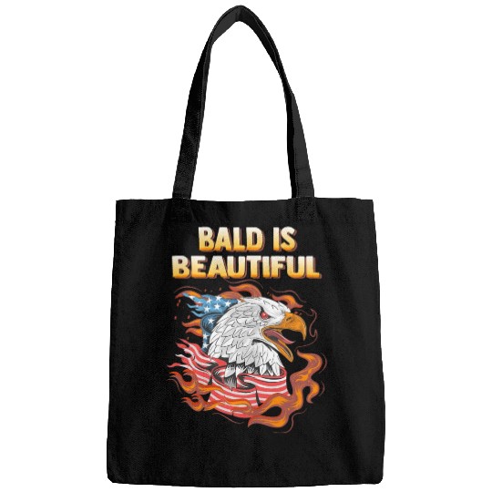 Bald Is Beautiful US Flag Eagle 4th Of July Funny Bags