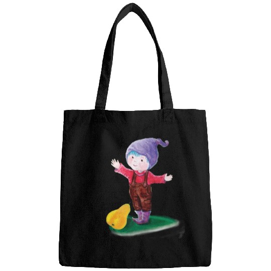 Purple Hat Gnome With Blue Hair & Pear Bags