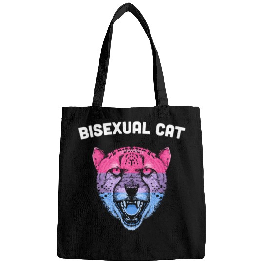 Bisexual Cat Bi LGBTQ Bi Pride LGBT Funny Animal L Bags