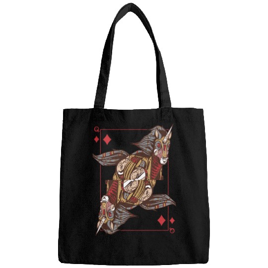 Unicorn steampunk card game Queen of Diamonds Poke Bags