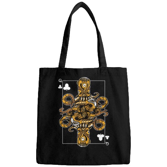 Octopus Steampunk Card Game Queen of Clubs Poker Bags