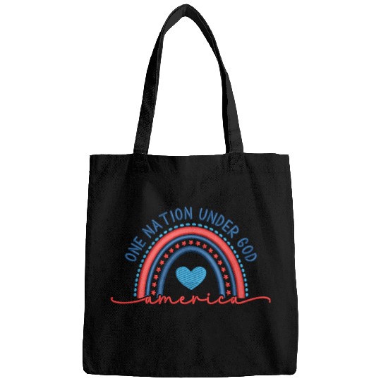 One Nation Under God Rainbow Embroidery Effect Bags