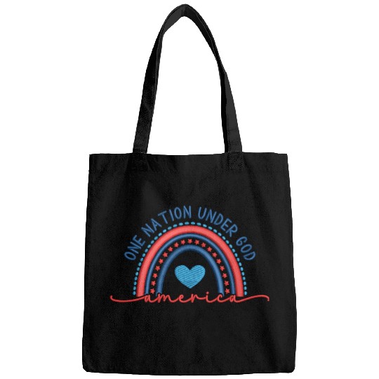 One Nation Under God Rainbow Embroidery Effect Bags