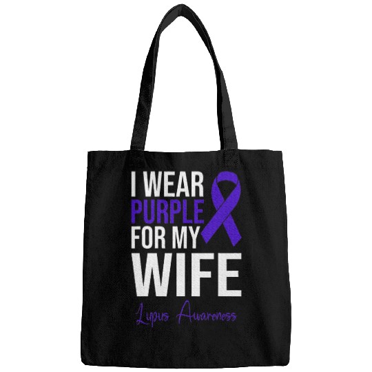I Wear Purple For My Wife Lupus Warrior Lupus Bags