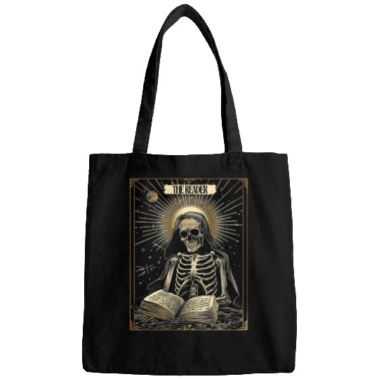 The Reader Skeleton Book Lover Tarot Card Reading Bags