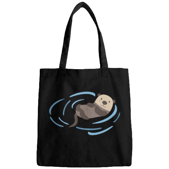 Sea Otter In Water Cute Lutra Animal Lover Funny Bags