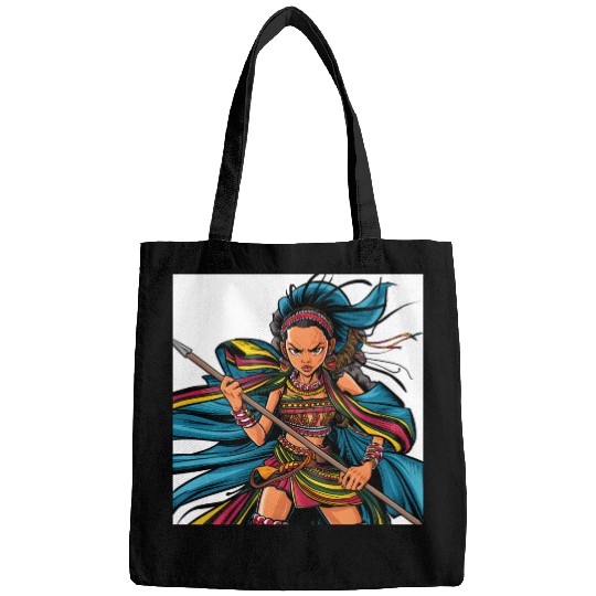 Maasai anime warrior girl Bags
