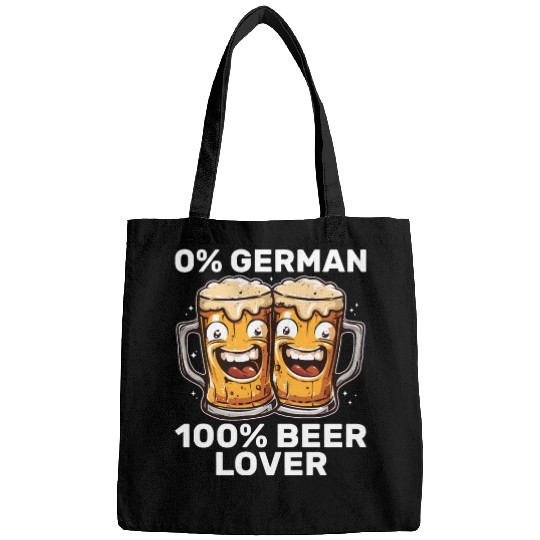 0% German 100% Beer Lover Funny Drinking Bags