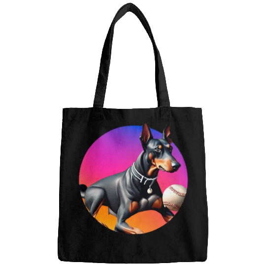 Doberman baseball player Bags
