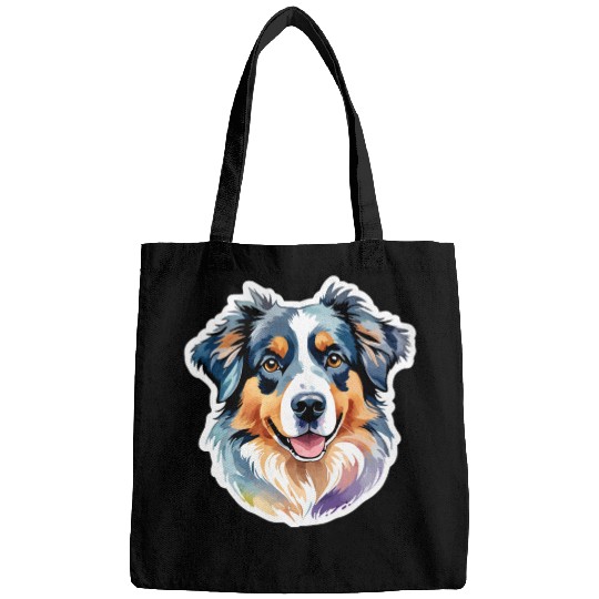 Australian Shepherd Watercolor Bags